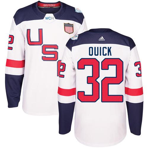 Team USA #32 Jonathan Quick White 2016 World Cup Stitched Youth NHL Jersey